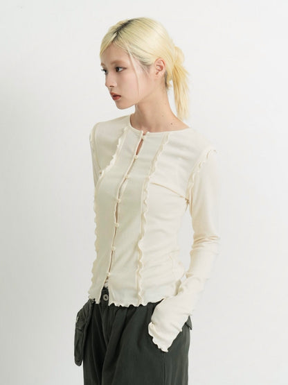 frill trim cardigan