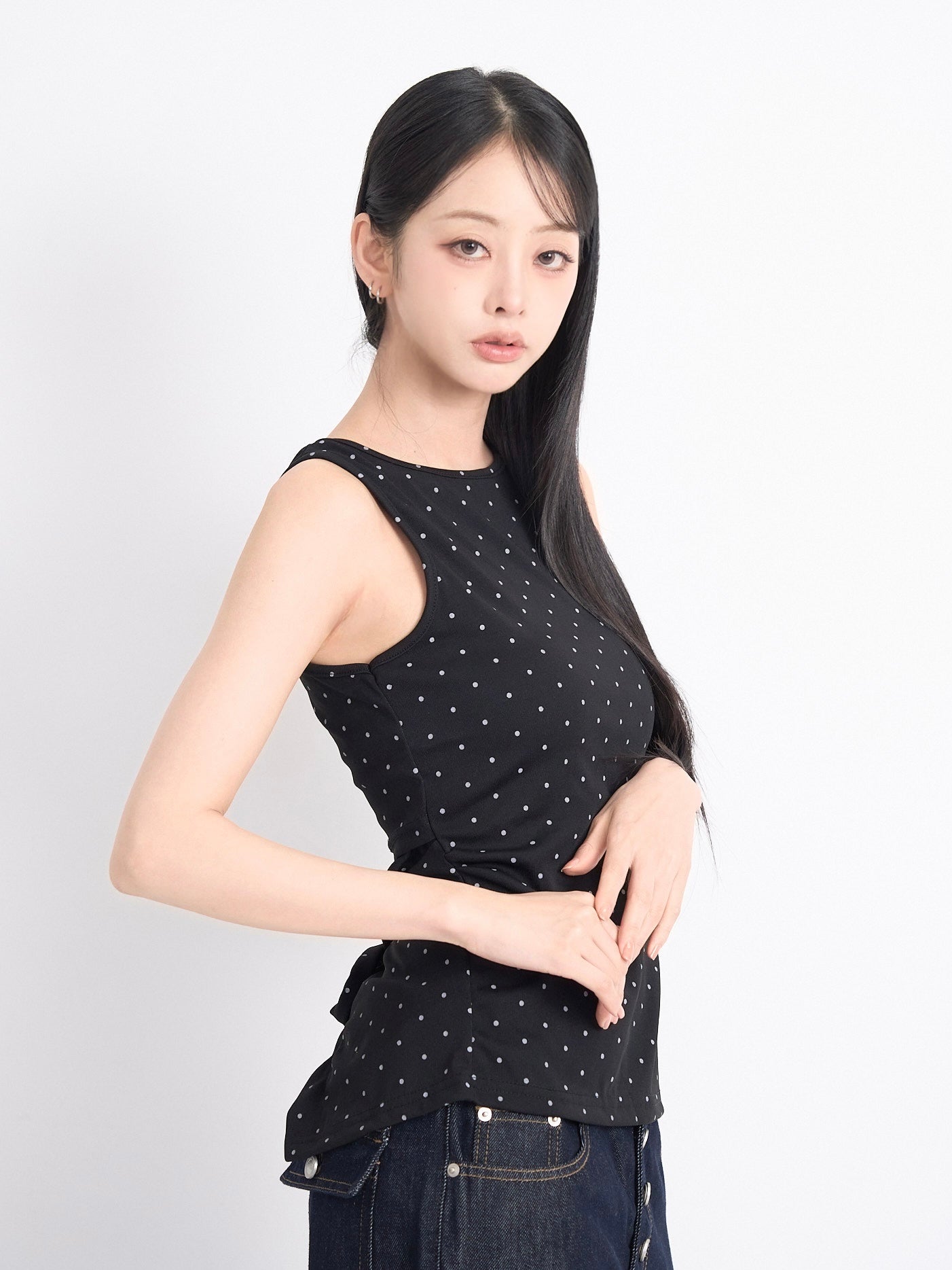open back ribbon dot tops