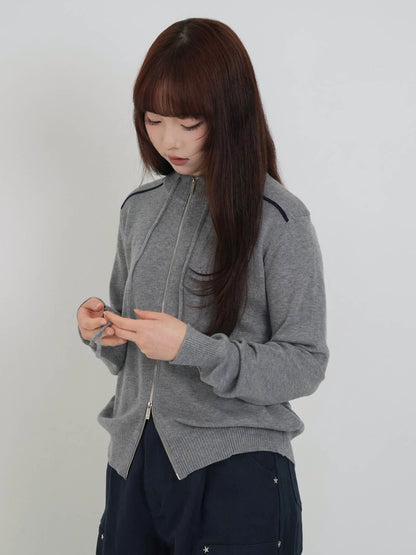 w zip line knit tops