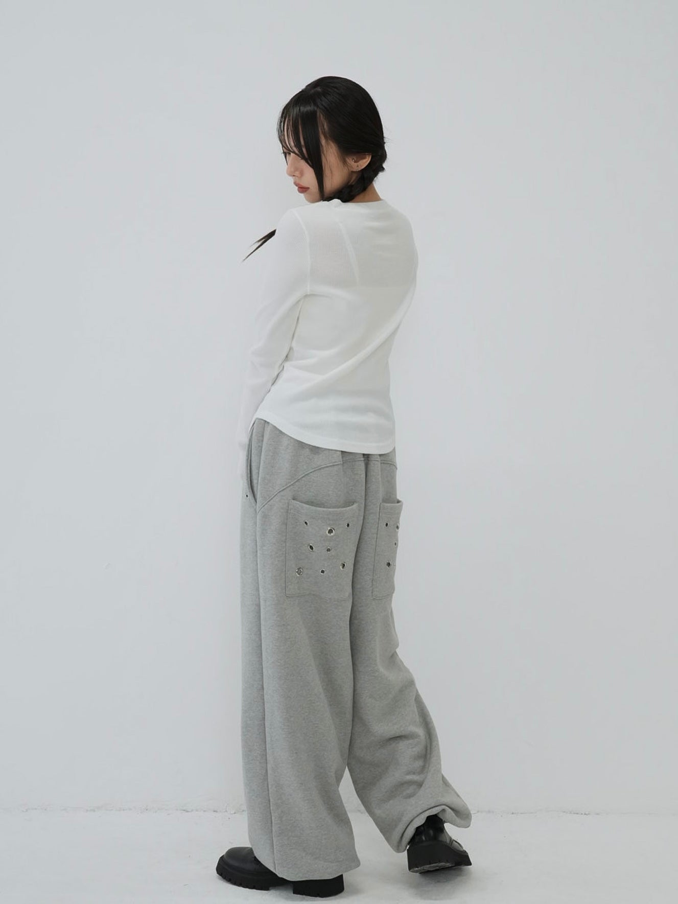 eyelet wide sweat pants
