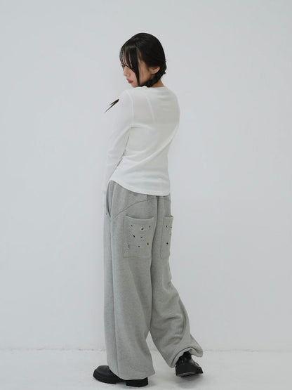 eyelet wide sweat pants
