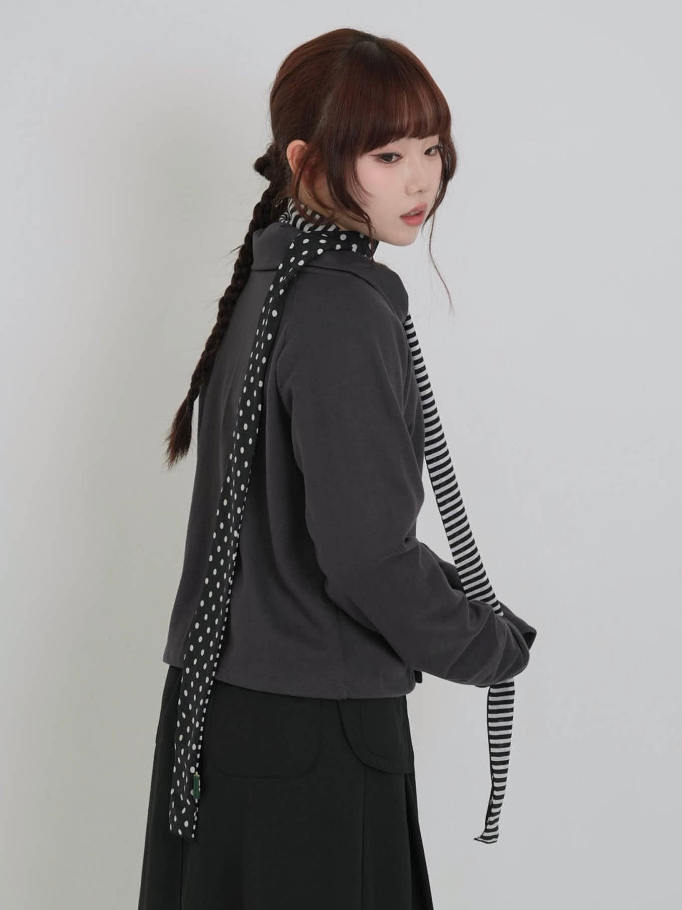 reversible dot stripe scarf