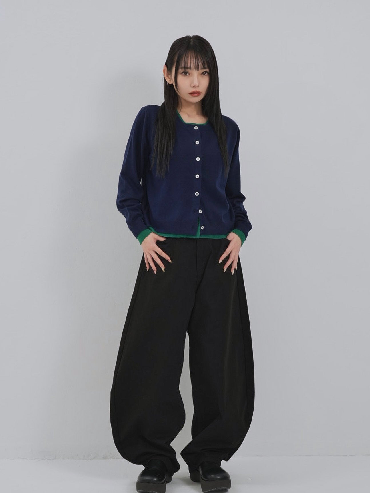 layered panel cardigan