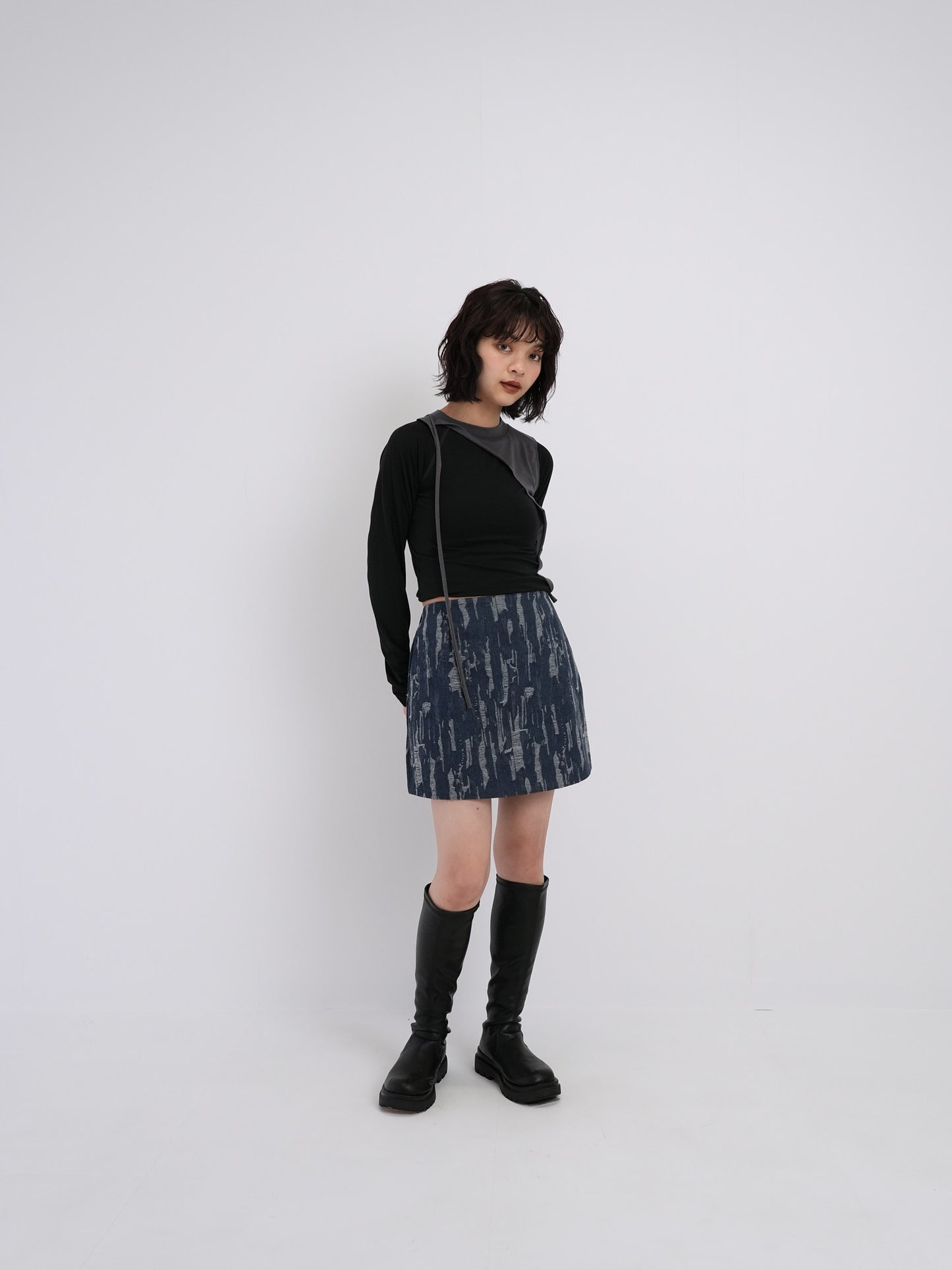 denim clash mini skirt