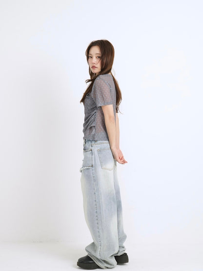 double layered dot sheer tops