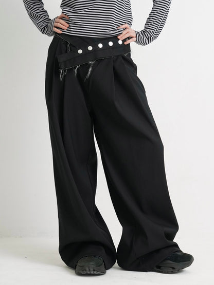 layered belt wide pants