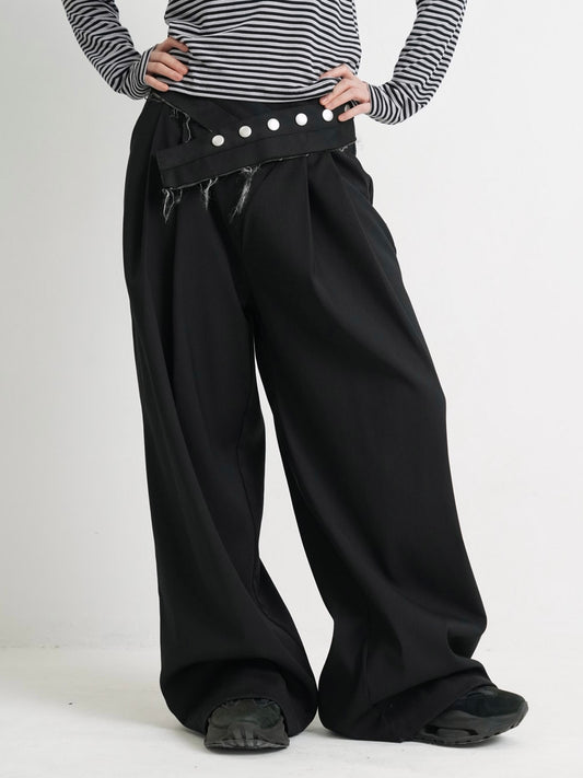 layered belt wide pants