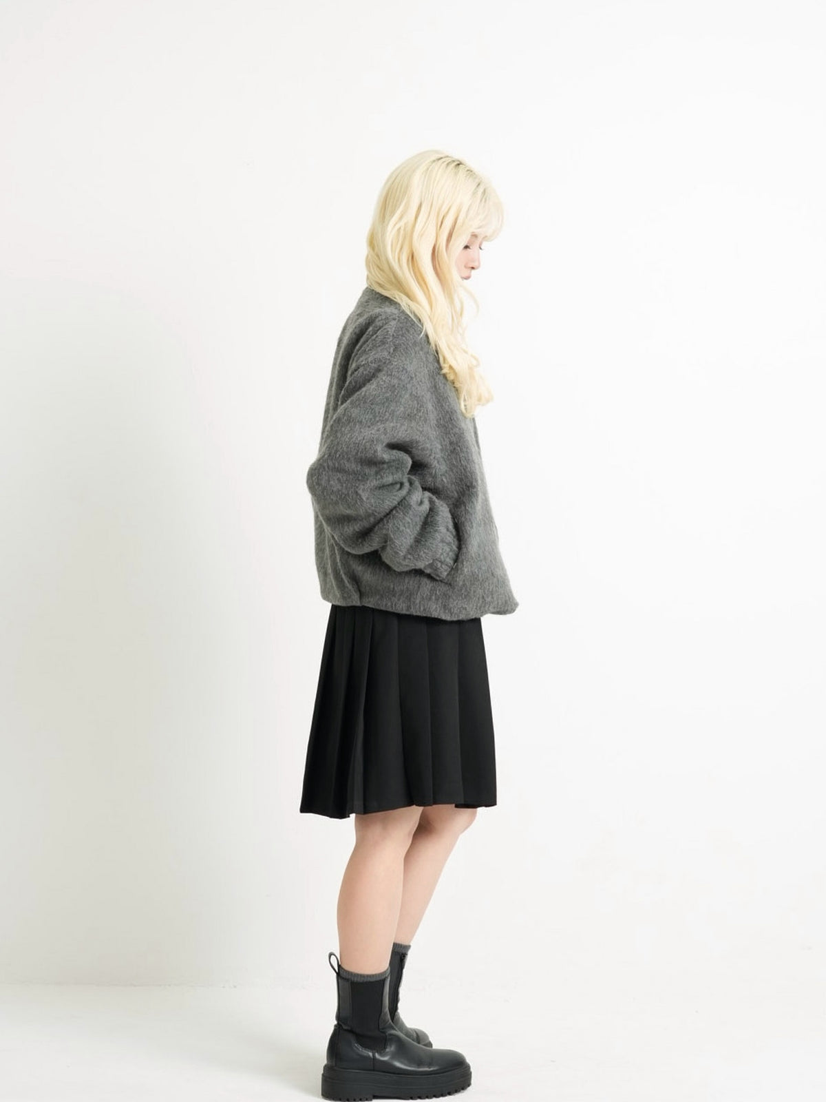 mohair snap blouson