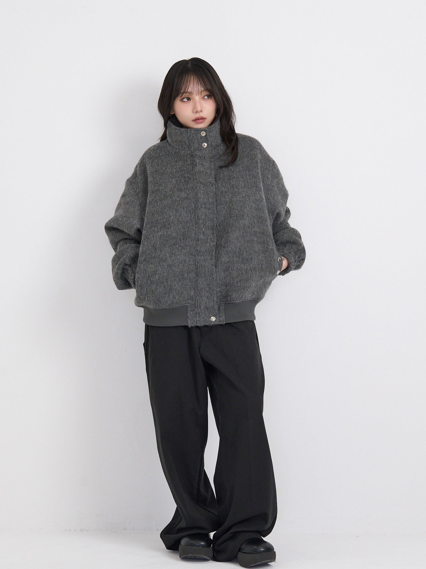 mohair snap blouson