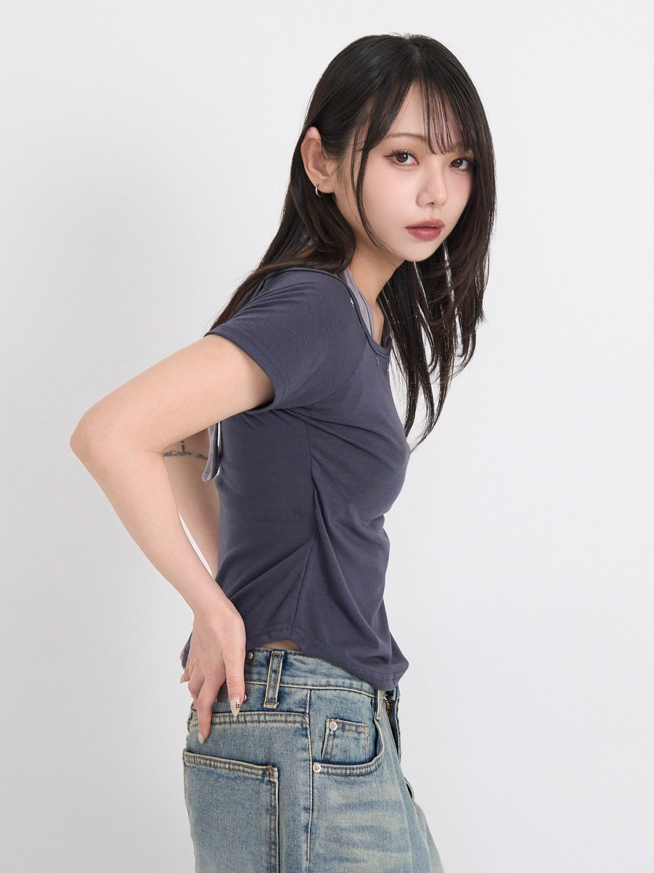 eyelet halter layered tops