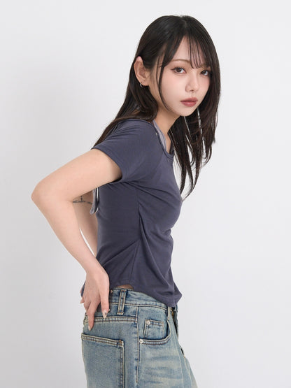 eyelet halter layered tops