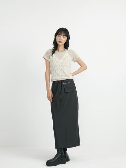 back slit long skirt
