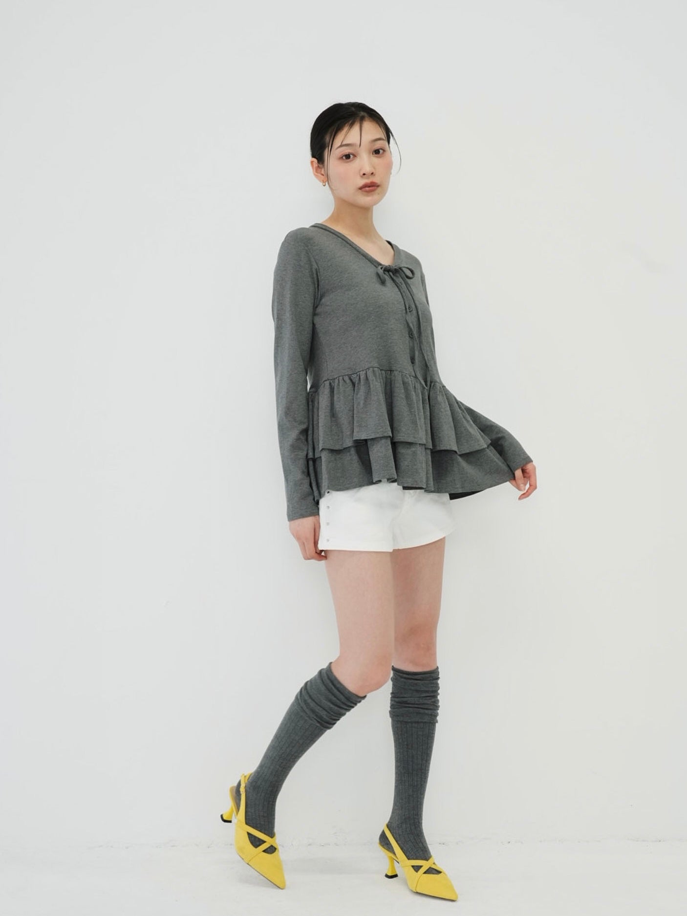 frill front ribbon cardigan