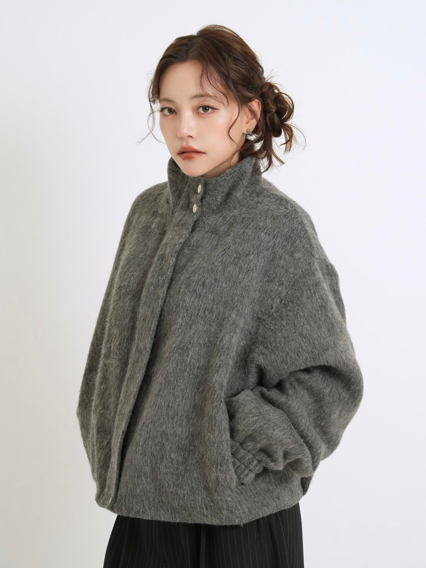 mohair snap blouson