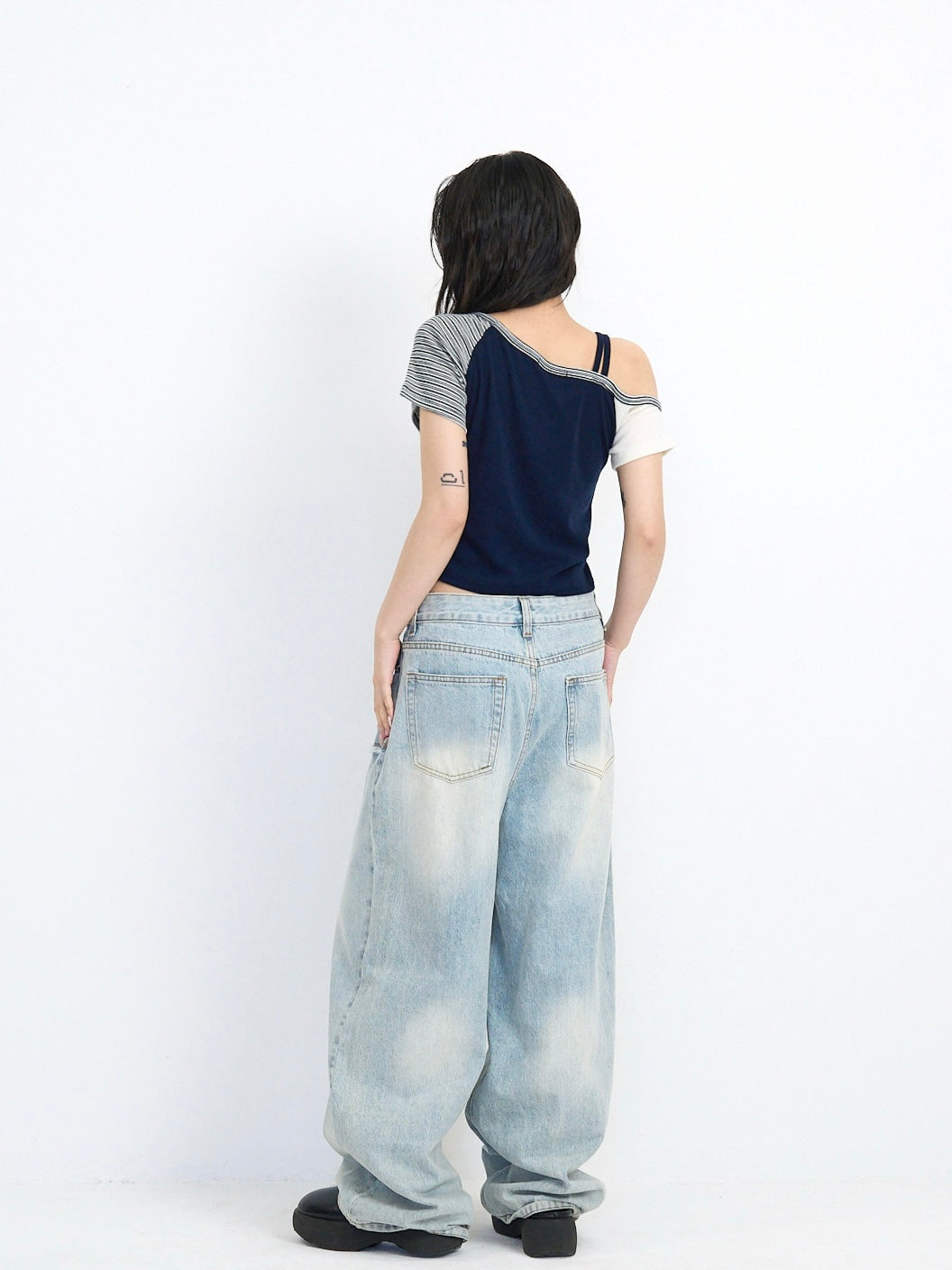 contrast one shoulder tops