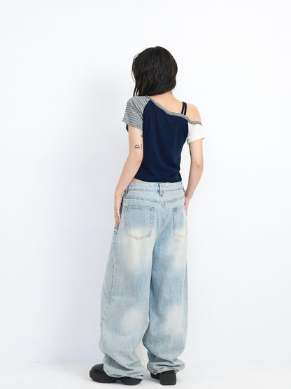 contrast one shoulder tops