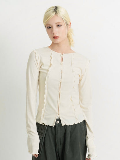 frill trim cardigan