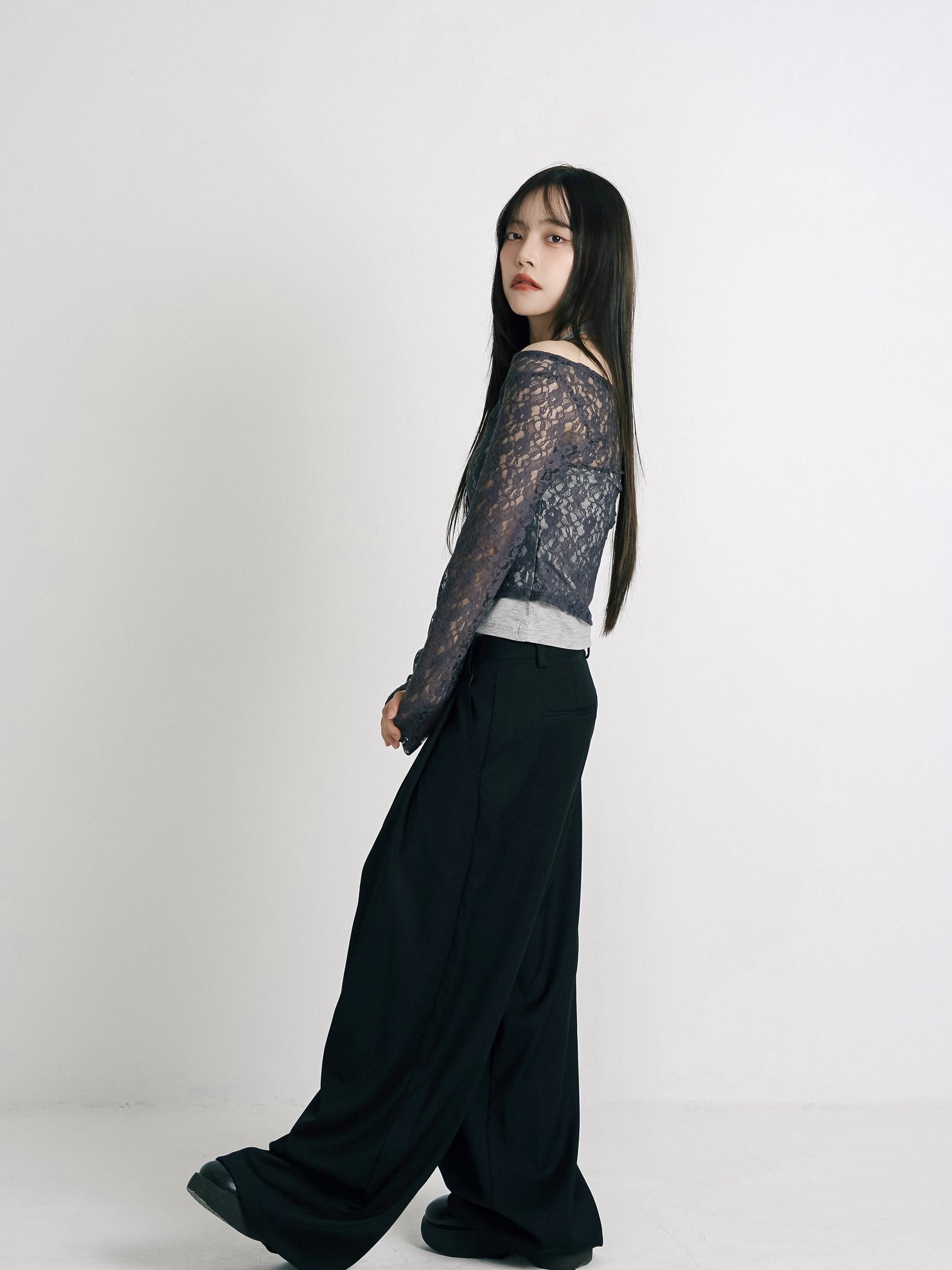 layered belt wide pants