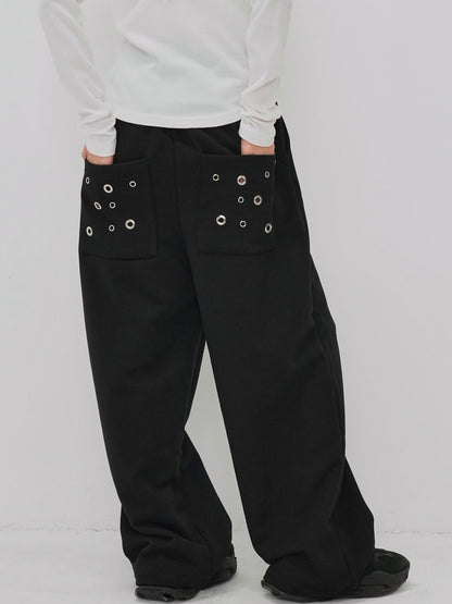 eyelet wide sweat pants