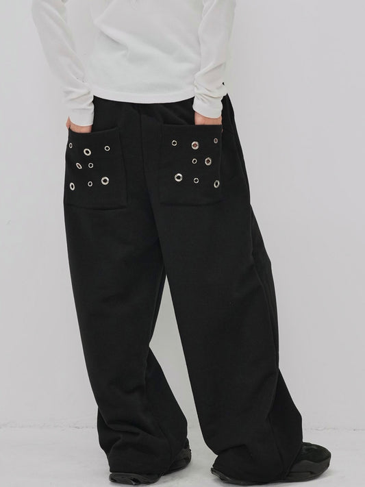 eyelet wide sweat pants