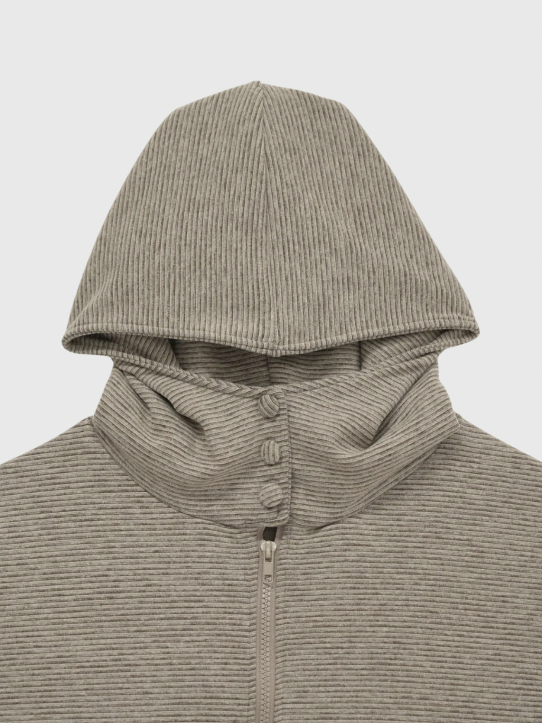 fleece zip button hood tops