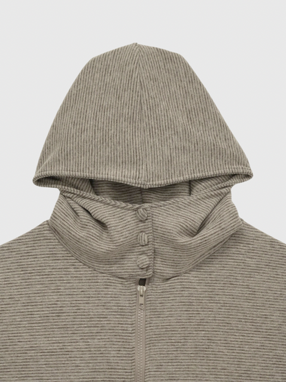 fleece zip button hood tops