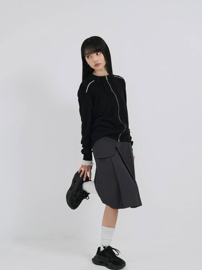 w zip line knit tops