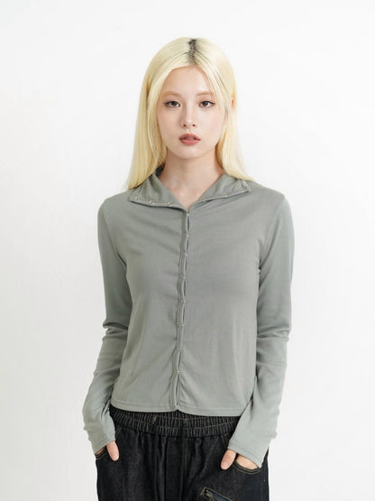 high neck fitted cardigan