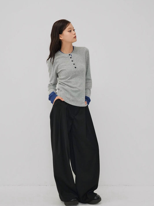 bicolor button round tops