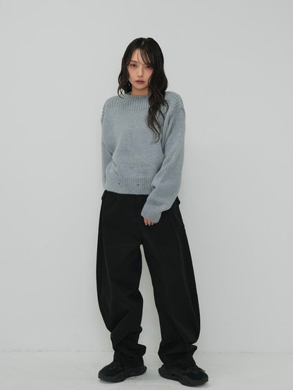 2way layered hem knit