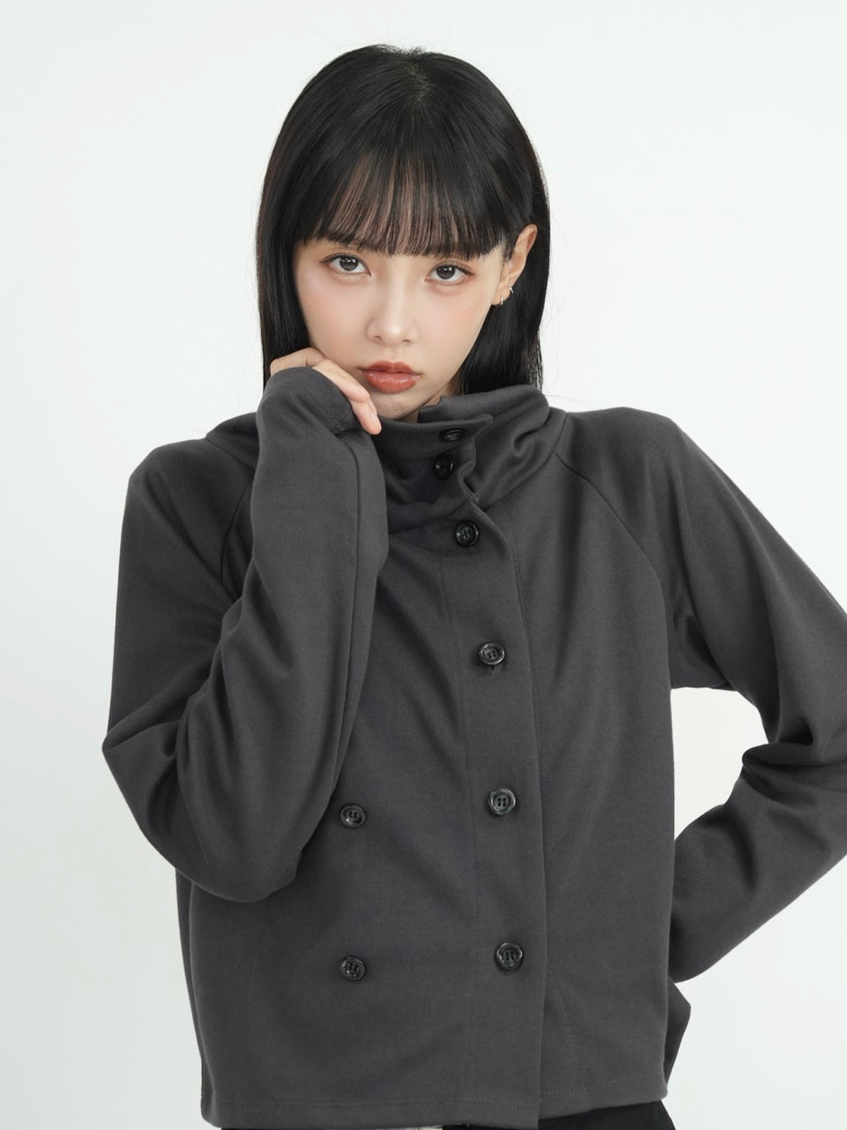 minimal double button cardigan
