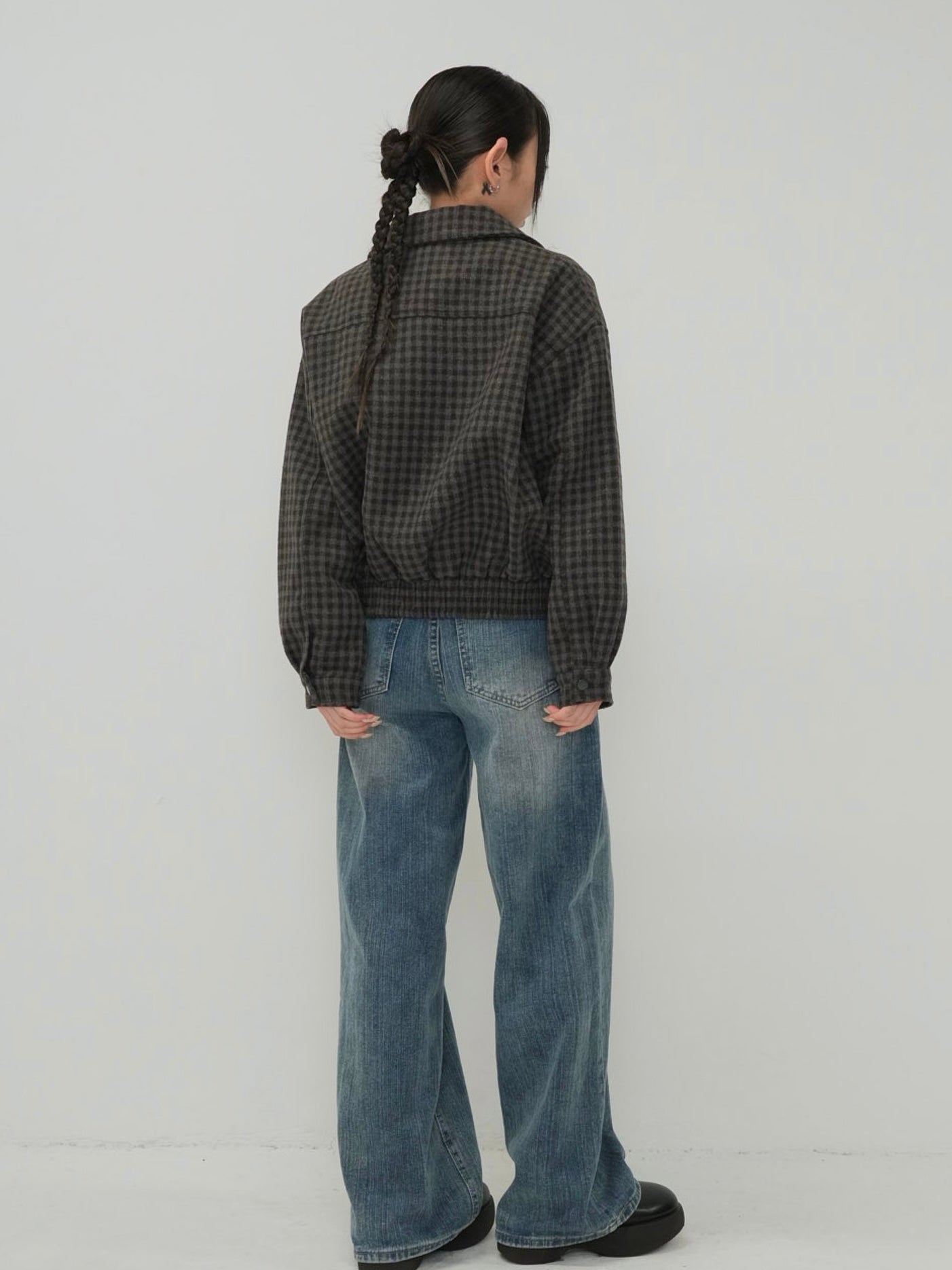 check pocket blouson