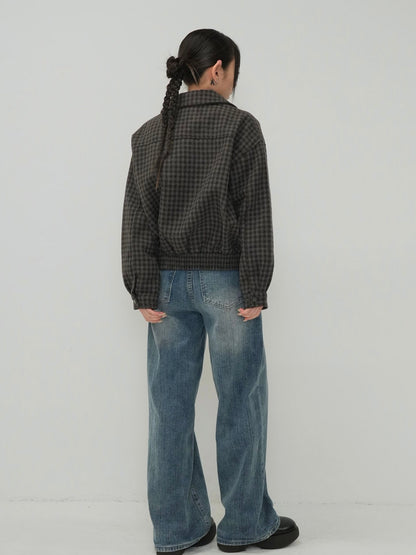 check pocket blouson