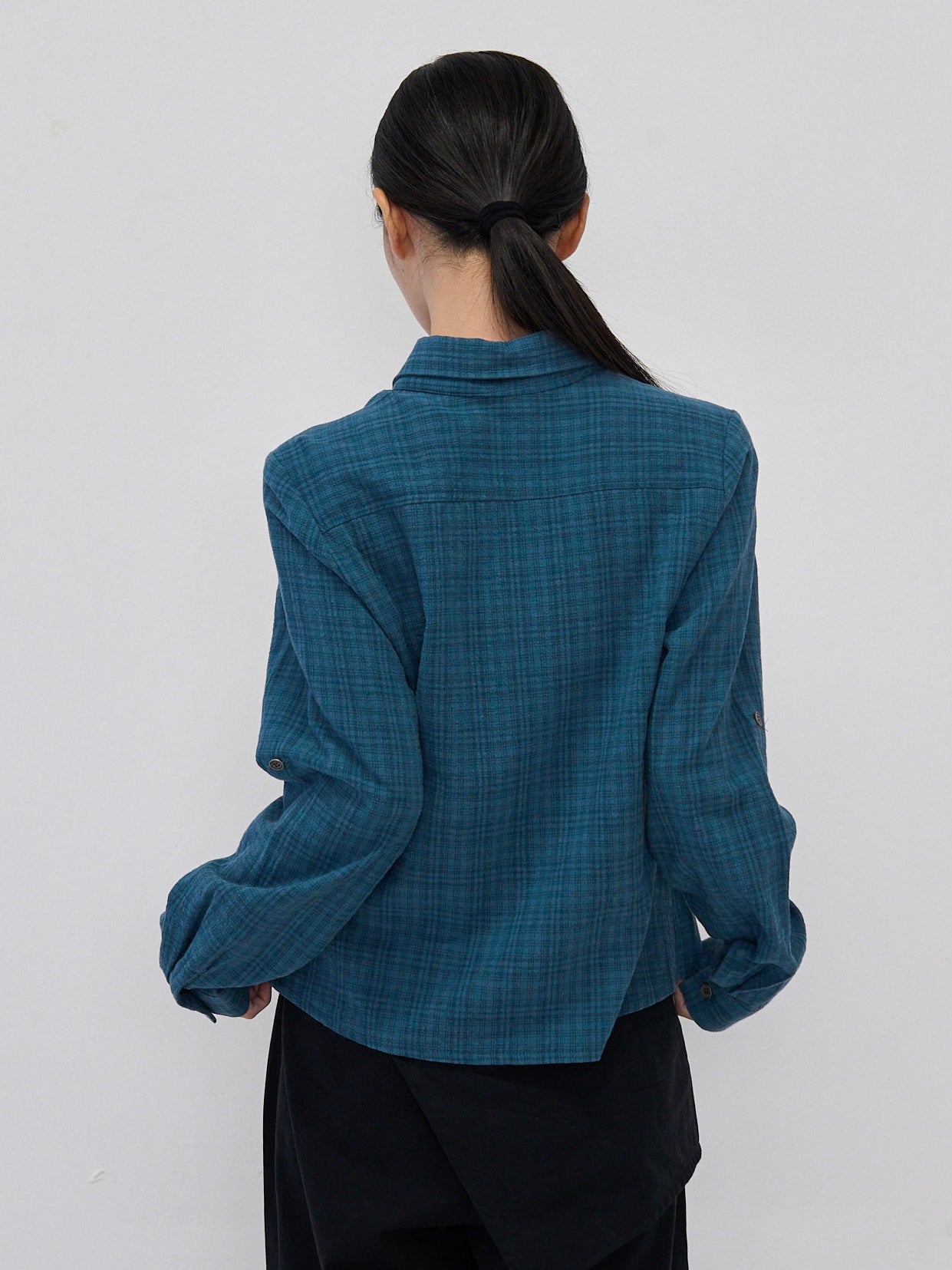 sleeve detail check shirt