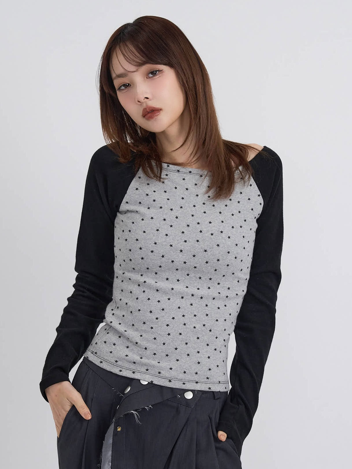 star dot raglan tops