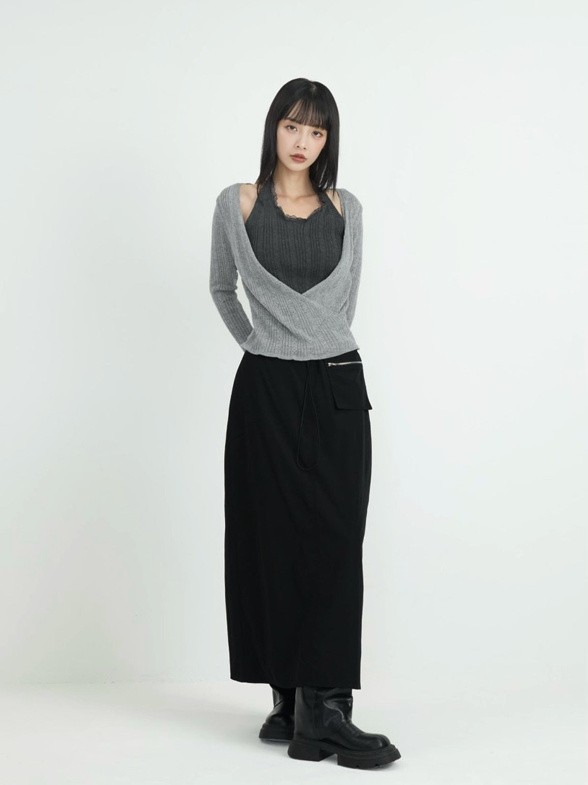 back slit long skirt