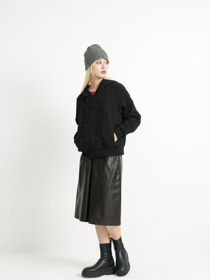 button front hooded jacket