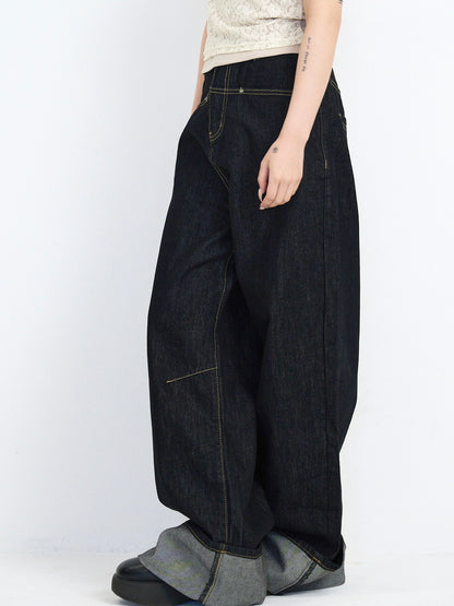 loose wide denim pants