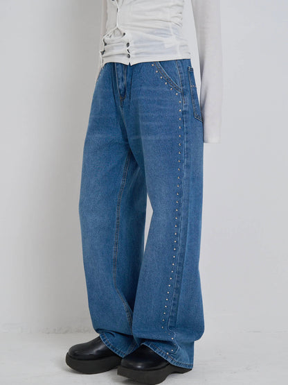 curve studs denim pants