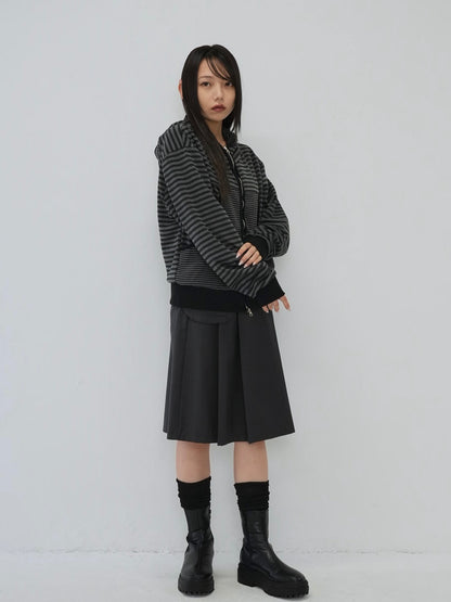 stripe pattern zip hoodie
