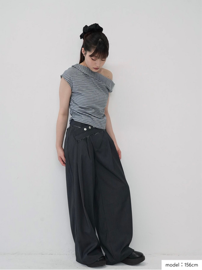 asym check blouse