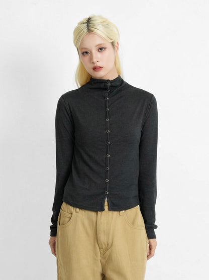 high neck fitted cardigan