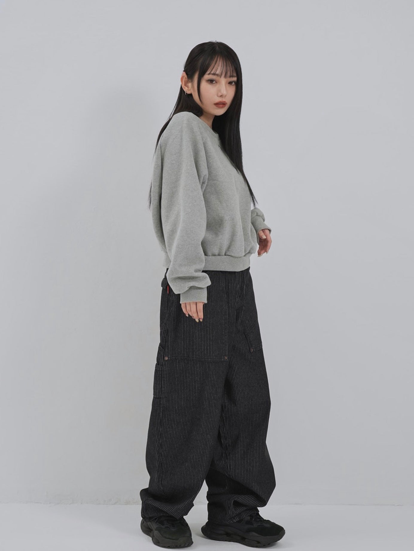 loose stripe wide pants