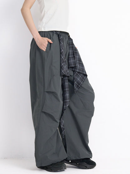 check loop wide pants