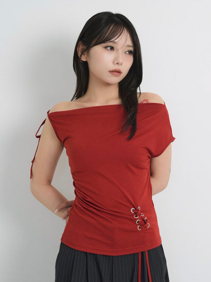 eyelet one shoulder tops