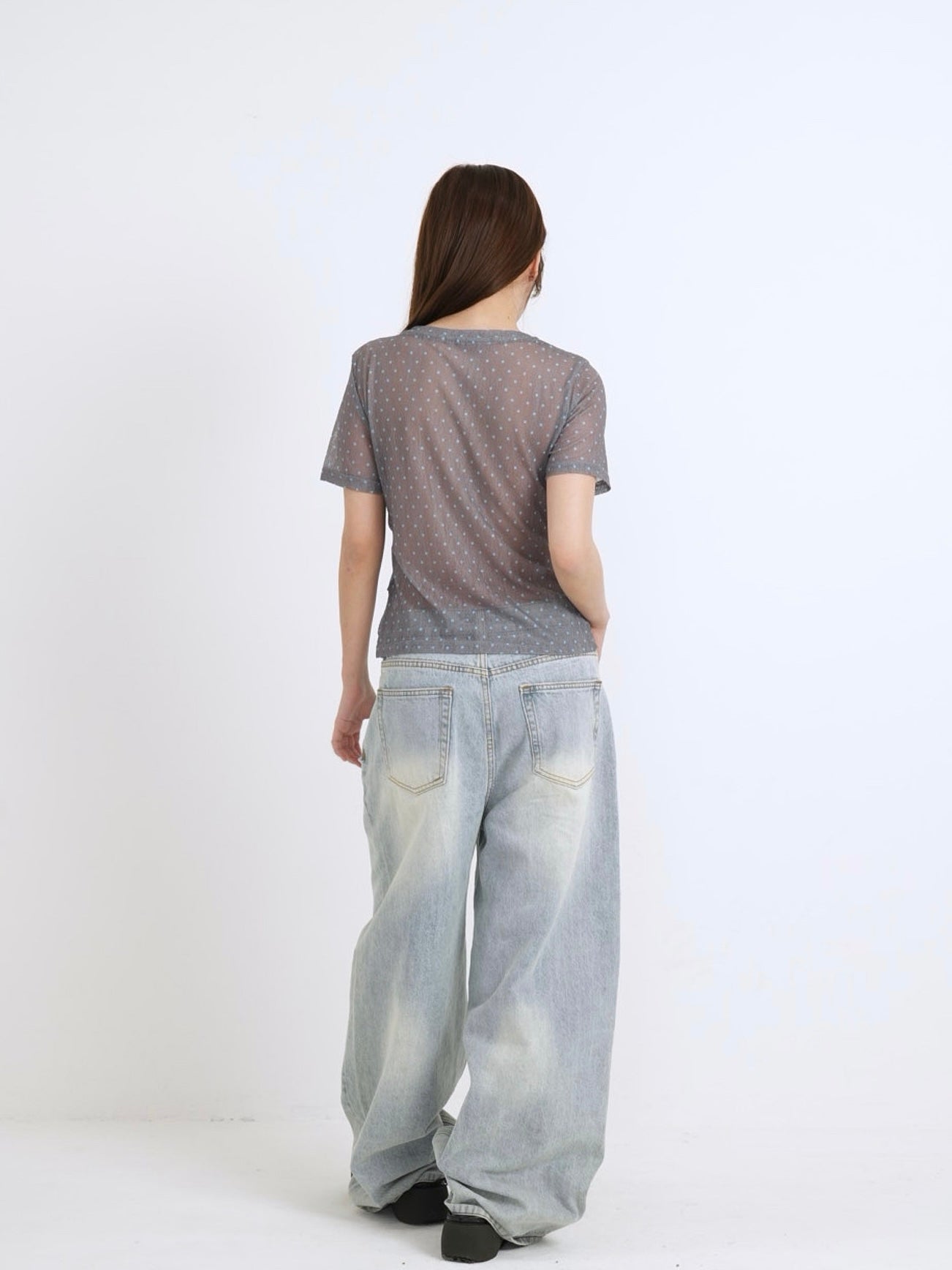 double layered dot sheer tops