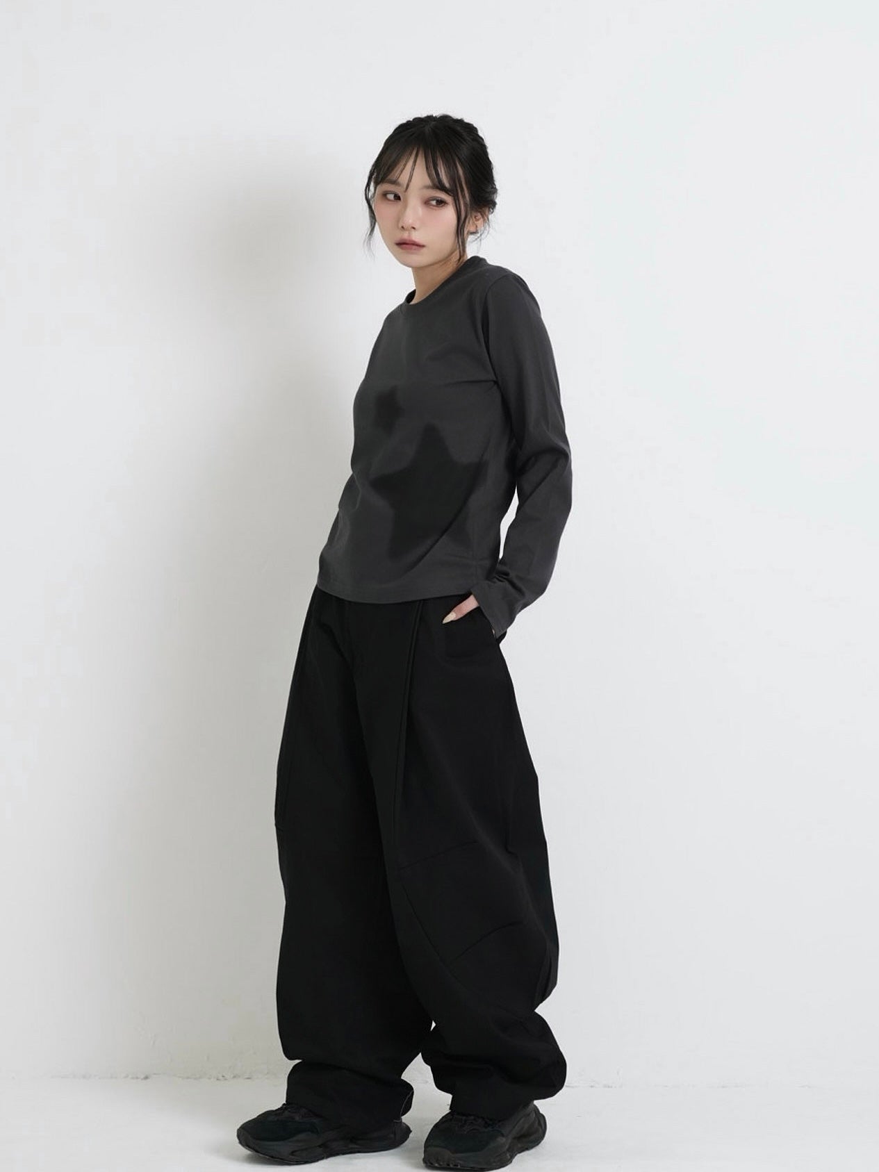 star print basic long tops