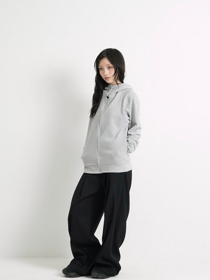 fleece zip button hood tops