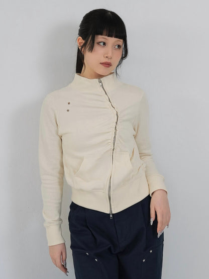 eyelet wave zip tops