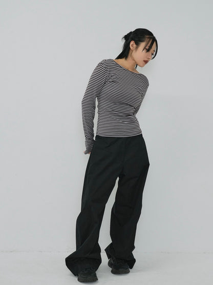 stripe waist wrap tops